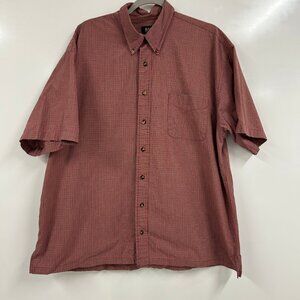 Bass XL Red Micro Check Button Down Shirt Short Sleeve Casual Dadcore Preppy